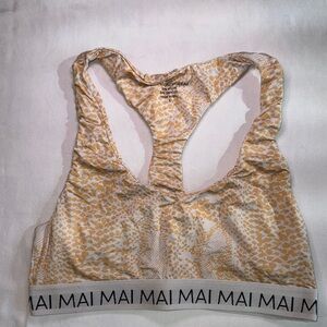 MAI Women's Peach and White Sports Bra